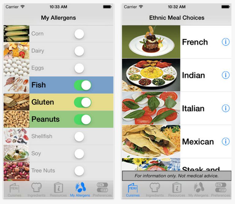 iPhone iPad, kako biste, dostupna iPhone, dostupna iPhone iPad, glutena Aplikacija, iEatOut Gluten